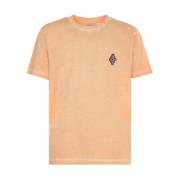 Vibrant Orange Cross Print T-shirt