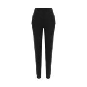 Sort cashmere leggings med elastisk linning og ankelstropper