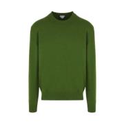 Grøn Cashmere Sweater med Ribkanter