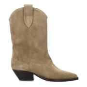 Lukkede Taupe Suede Cowboy Støvler