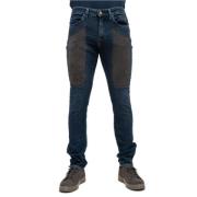 Slim Fit 5-Lomme Jeans med Grå Alcantara® Lap