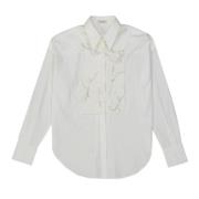Hvid Bomuldsskjorte med Broderet Frontdetalje