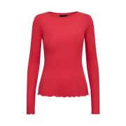 Natalia Rund Hals Bluse - Hot Red