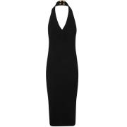 Noir Halterneck Strik Midi Kjole