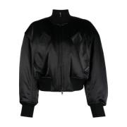 Sort Cropped Bomber Jakke