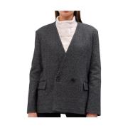 Tekstureret Herringbone Dobbeltbrystet Blazer