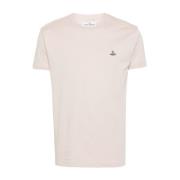 Beige Bomuld Jersey T-shirt med Signatur Orb Logo