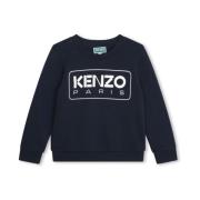 Blå Sweater med Logo Print