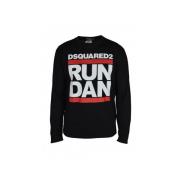 Sort langærmet T-shirt med Dsquared2 Run Dan Print