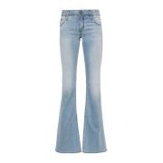 Blå Vasket Denim Bootcut Jeans