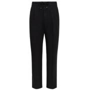 Sorte Linned Straight-Leg Track Pants