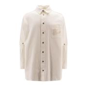 Hvid Bomuldsskjorte med Metal Knapper