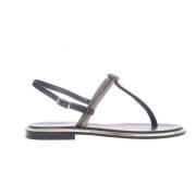 Sort og guld Rhinestone Flip Flops