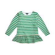 Frill T-shirt LS - Dark Sand Green Stripe