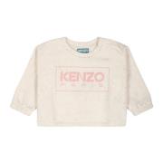 Ivory Sweatshirt i Bomuldsfleece med Pink Logo