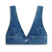 Denim V-Hals Crop Top