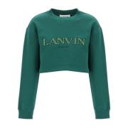 Cropped Sweatshirt med broderet logo patch