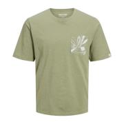 Blomsterprint Lomme T-Shirt