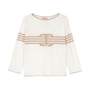 Sne Hvid og Beige Maxi Sweater