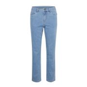 Lysblå Vasket Denim Straight Jeans