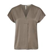 Sandy Grey V-Hals Bluse