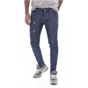 Blå Denim Jeans med Strækbart Fit