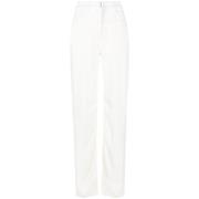 Hvide Oversize Denim Jeans med Satin Effekt