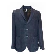 Elegant Blåt Linned Herre Blazer