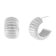 Courage Waterproof Chunky Stribe Hoop Earring Silver Plating