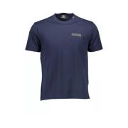 Blå Bomuld T-Shirt med Bagtryk