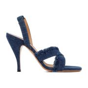 Denim Curvy Heel Sandal