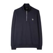 Zebra Logo Zip-Neck Sweatshirt Navy