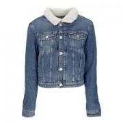 Slim Teddy Flag Denim Jacket