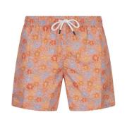 Orange Blomstret Badeshorts