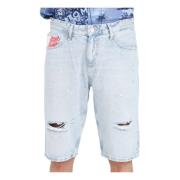 Lys Denim Ryan Shorts med Flag