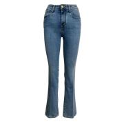 Højtaljede Flare Jeans - Lys Denim