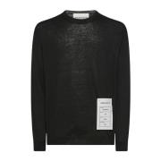 Ribbet langærmet rundhals sweater