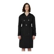 Lang dobbeltradet trenchcoat