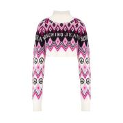Cashmere & Wool Jacquard Crop Pullover