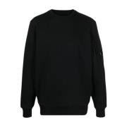 Sort Diagonal Hævet Fleece Sweatshirt