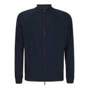 Blå Merinoulds Zip Cardigan