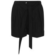 Sort Bomuld Poplin Plisserede Shorts