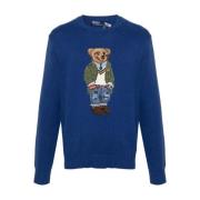 Blå Sweater med Polo Bear Motif