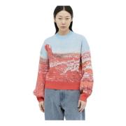 Grafisk Jacquard Uldbluse