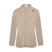 Beige Strik Blazer Bomuld Stil