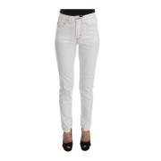 Hvide Slim Fit Jeans i Bomuldsblanding