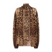 Leopard Print Bow Krave Bluse