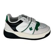 Stilfuld Hvid Læder Sneaker Grønne Detaljer