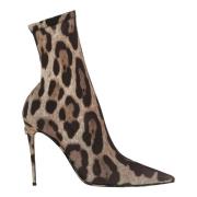 Leopard-Print Stretch Fabric Boot