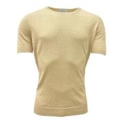 Linned T-shirt, Rund hals, Sand